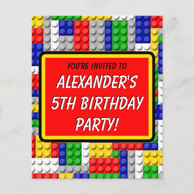 Papier Building Blocks Invitation de fête d'anniversaire  (Devant)