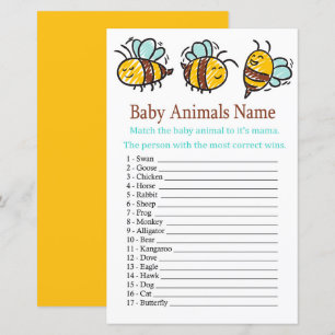 Papier Bumble Bee Baby Animaux Nom Jeu