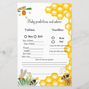 Papier Bumble Bee baby shower prédiction jeu bébé showe