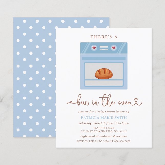 Papier Bun Budget Dans Le Baby shower Bébé Bleu Four (Devant / Derrière)