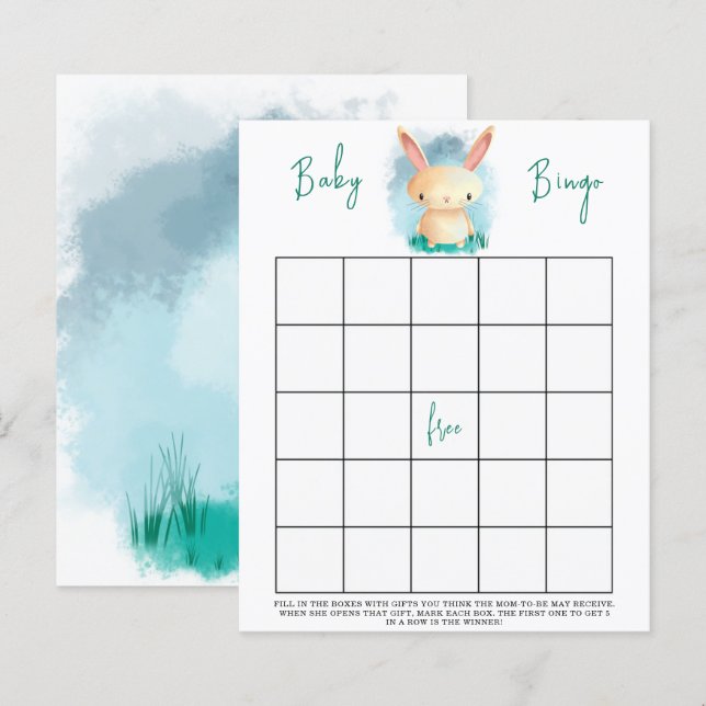 Papier Bunny Baby shower jeu de bingo (Devant / Derrière)