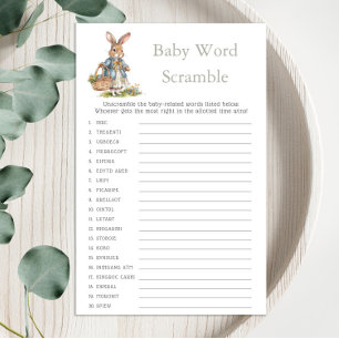 Papier Bunny Girl Greenery Baby shower Baby Word Scrambul