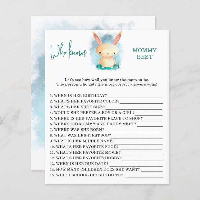 Papier Bunny Qui connaît maman mieux (Devant / Derrière)