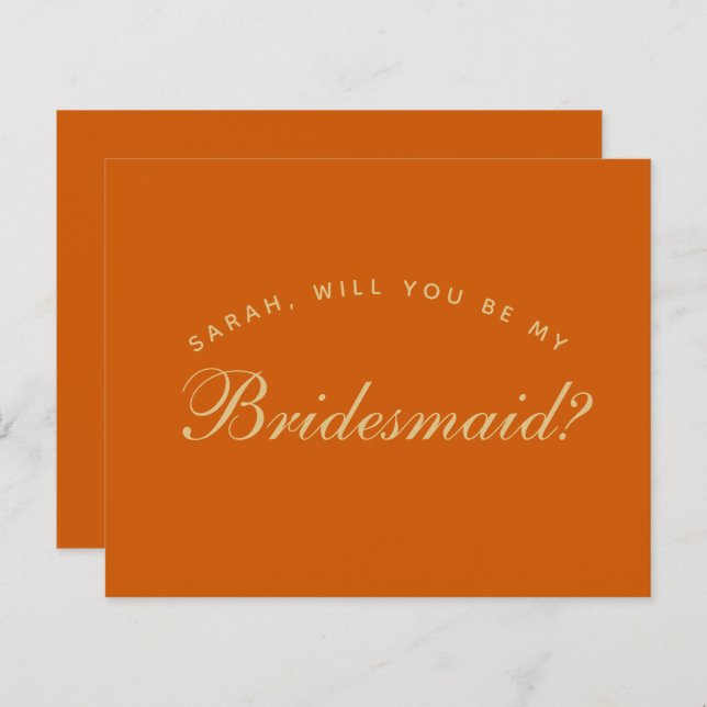Papier Burange Orange Bridesmaid Proposition Budget Simpl (Devant / Derrière)