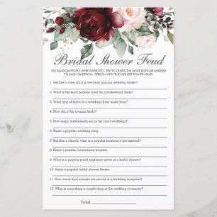 Papier Burgundy Blush Floral Fête des mariées Feud Jeu