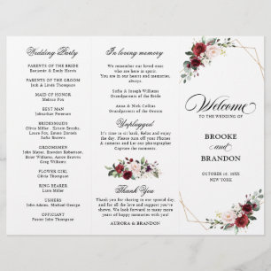 Papier Burgundy Blush Modern Geometric Wedding Program