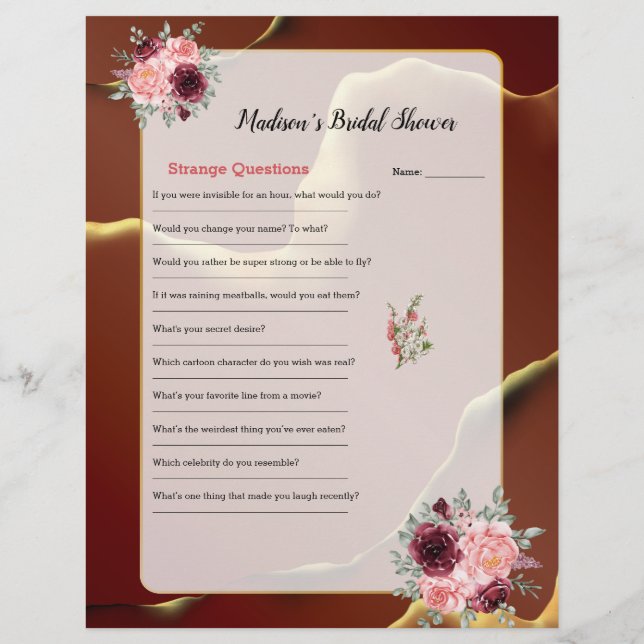 Papier 🤵 Burgundy Gold Elegant Inky Mariage Abstrait (Dos)