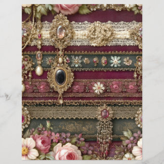 Papier Burgundy Green Stripe Junk Journal Scrapbook Paper