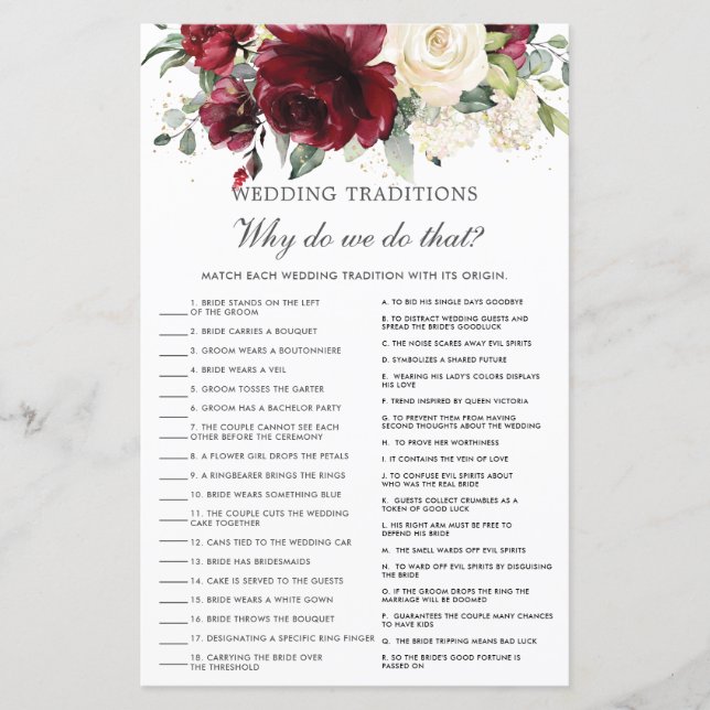 Papier Burgundy Ivory Rose Floral Traditions Mariages Jeu (Devant)