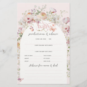 Papier Buterfly Blush rose Floral Girl Baby shower jeu