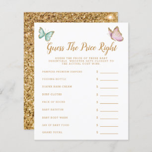 Papier Butterfly Devinez le prix juste jeu de Baby shower