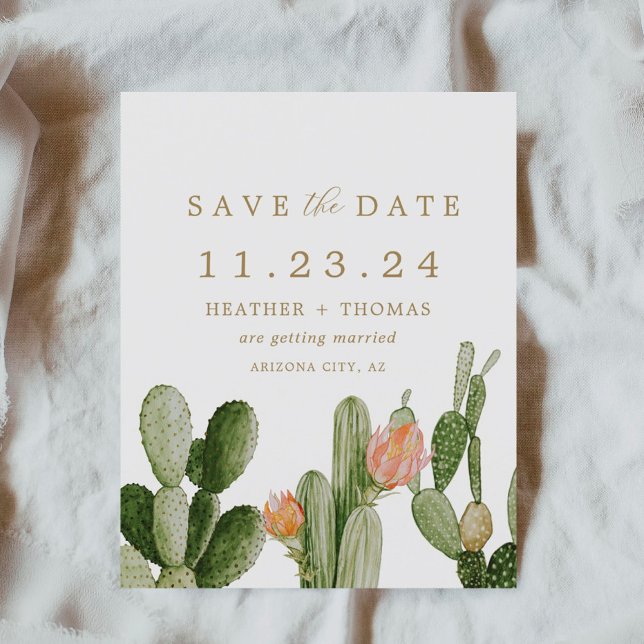 Papier Cactus aquarelle bon marché Dessert Save the Date (Créateur téléchargé)