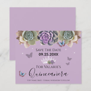 Papier Cactus Butterfly Elegant Quinceanera Enregistrer l