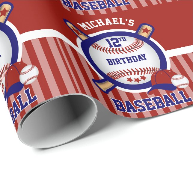 Papier Cadeau 00th Fête d'anniversaire - base-ball (Coin rond)