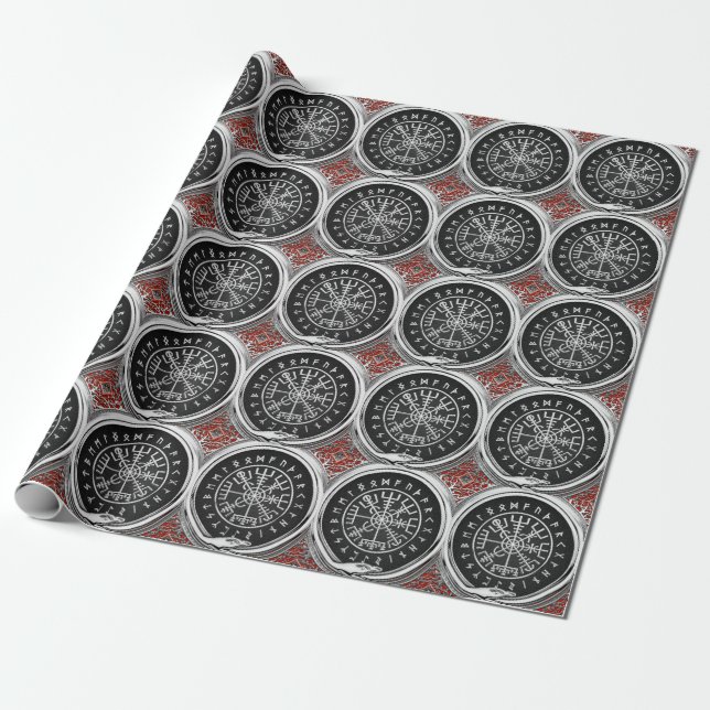 Papier Cadeau [100] Vegvisir - Viking Silver Magic Runic Compass (Déroulé)