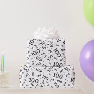 Papier Cadeau 100e Noir/Blanc Random Numéro Motif Moyen