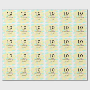 Papier Cadeau 10 ans anniversaire de mariage jaune pastel nom ré