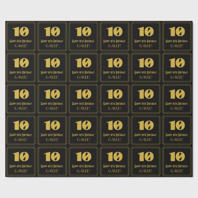 Papier Cadeau 10e anniversaire - Art Déco Inspiré Look "10" & No (Couture)