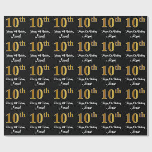 Papier Cadeau 10e anniversaire : Elégant luxe Faux Gold Look #