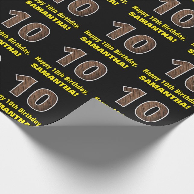 Papier Cadeau 10e anniversaire : Nom et Faux Motif de grains de  (Coin)