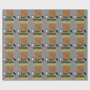 Papier Cadeau 10e anniversaire : Thème d'Halloween Éffrayant, No