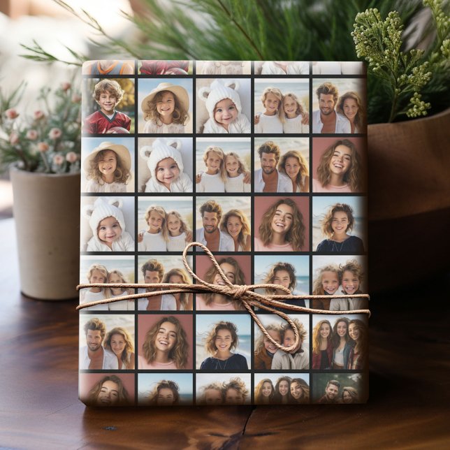Papier Cadeau 11 Photo Collage Motif - Grille personnalisée (Custom Photo Wrapping Paper)