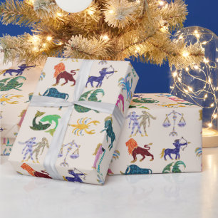 Papier Cadeau 12 signes zodiaques colorés pour l'anniversaire