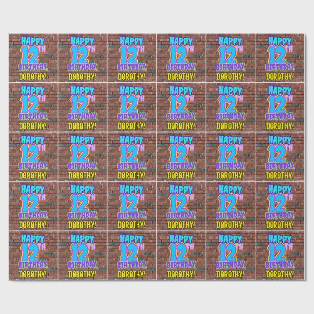 Papier Cadeau 12e anniversaire : Amusant, Graffiti urbain inspir (Plat)