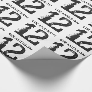 Papier Cadeau 12ème Anniversaire pour un petit-fils, texte noir