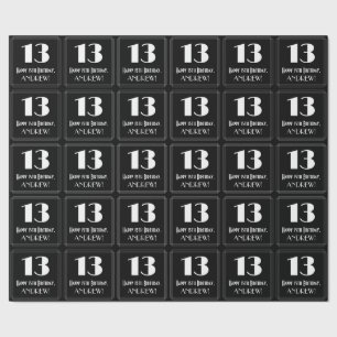 Papier Cadeau 13e anniversaire - Art Déco Inspiré "13", Nom