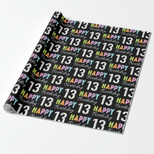 Papier Cadeau 13ème anniversaire Typographie colorée