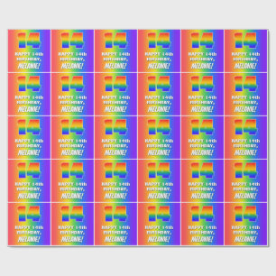 Papier Cadeau 14e anniversaire : coloré, amusant Motif arc-en-ci