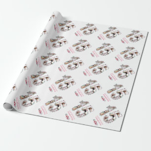 Papier Cadeau 15e anniversaire Photo Girl Collage rose Fleur bla