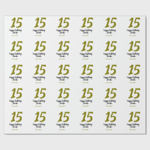 Papier Cadeau 15e anniversaire quiencenera ajouter date année or