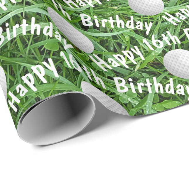 Papier Cadeau 16e anniversaire Ballons de golf sur papier d'enve (Coin rond)