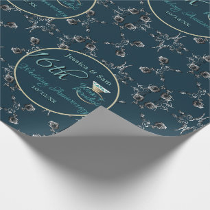 Papier Cadeau 16e anniversaire du Mariage personnalisé Silvery F