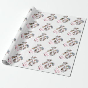Papier Cadeau 16e anniversaire Photo Girl Collage Fleur rose Bla