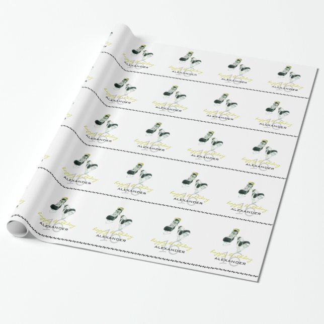 Papier Cadeau 16ème anniversaire Patin-Personnalisé par hockey (Déroulé)