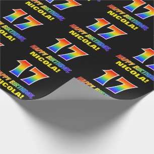 Papier Cadeau 17e anniversaire : Gras, amusant, simple, arc-en-c