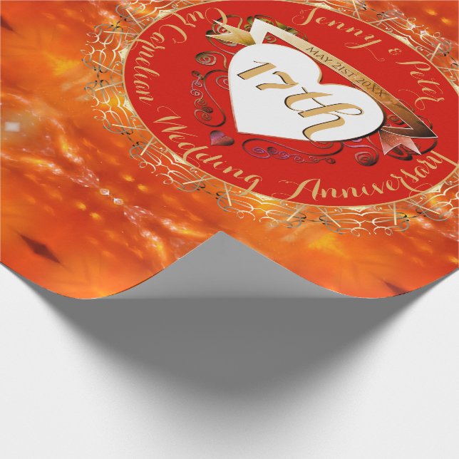 Papier Cadeau 17th Wedding Anniversary Carnelian  (Coin)