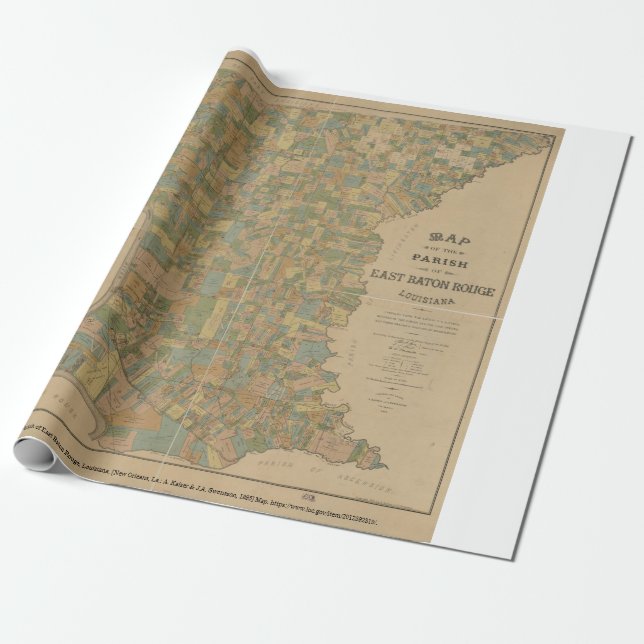 Papier Cadeau 1895 Carte de la paroisse d'East Baton Rouge, La (Déroulé)
