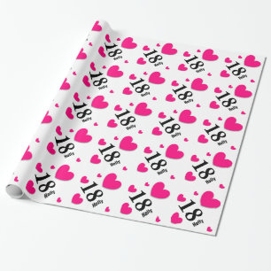 Papier Cadeau 18e Ado Anniversaire Nom personnalisé COEURS DE R