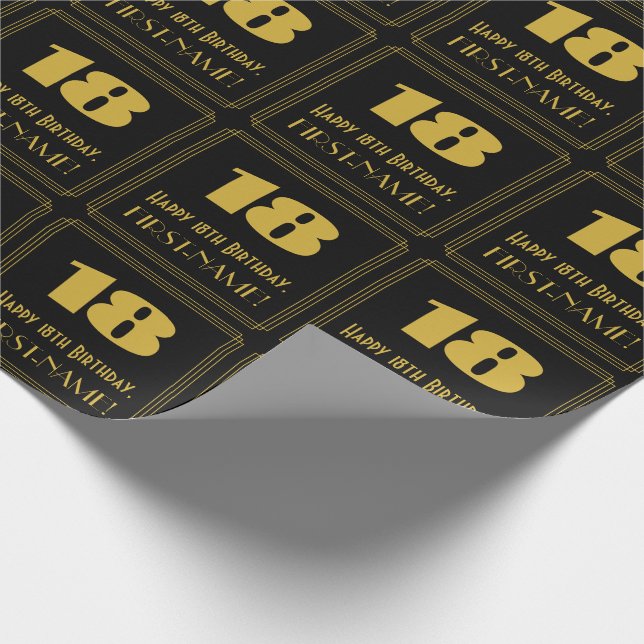 Papier Cadeau 18e anniversaire - Art Déco Inspiré Look "18" & No (Coin)