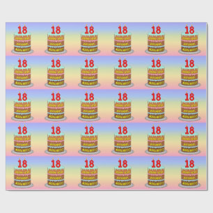 Papier Cadeau 18e anniversaire : Fun Cake and Candles + Nom pers