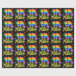 Papier Cadeau 18e anniversaire : Fun Fireworks, Rainbow Look # "