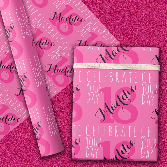 Papier Cadeau 18e anniversaire rose (Créateur téléchargé)