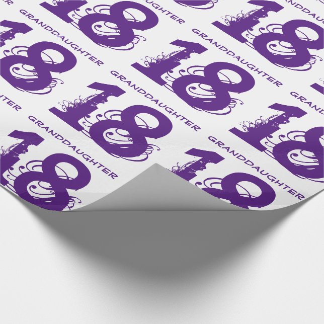 Papier Cadeau 18ème Petite-fille d'anniversaire, texte pourpre (Coin)