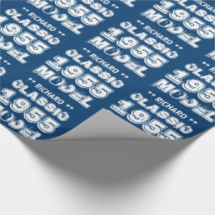 Papier Cadeau 1955 A1 bleus de soixantième anniversaire et