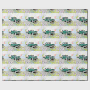 Papier Cadeau 1955 : Une voiture sur une carte routière