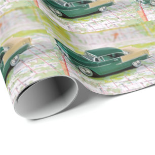 Papier Cadeau 1955 : Une voiture sur une carte routière